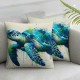 Ulloord  Watercolor Sea Turtle Rustic Farmhouse Style Decorative Throw Pillow Cover Cushion Case for Sofa Couch Housewarming Gift Home Decor  Linen