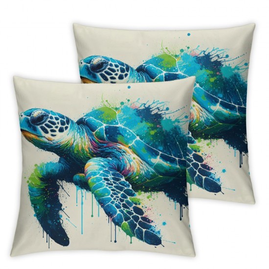 Ulloord  Watercolor Sea Turtle Rustic Farmhouse Style Decorative Throw Pillow Cover Cushion Case for Sofa Couch Housewarming Gift Home Decor  Linen