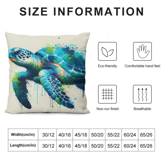 Ulloord  Watercolor Sea Turtle Rustic Farmhouse Style Decorative Throw Pillow Cover Cushion Case for Sofa Couch Housewarming Gift Home Decor  Linen