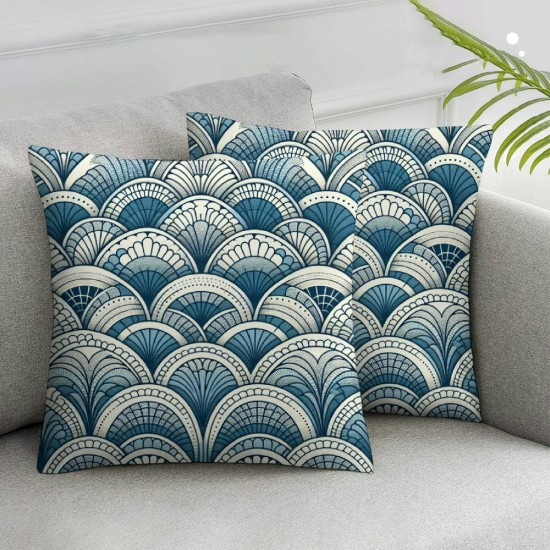 Ulloord Leaf Throw Pillow Covers Blue Decorative Square Pillow Case Cushion Cover for Couch/Bed/Car