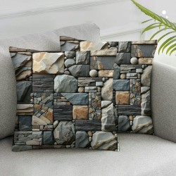 Ulloord Vintage Colorful Brick Stone Throw Pillow Covers Decorative Square Pillow Case Cushion Cover for Couch/Bed/Car