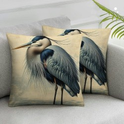 Ulloord Linen Decorative Pillow Covers  Gray Heron Animal Double Sided Printing for Couch Sofa Outdoor Fall Decorations for Home Christmas Halloween