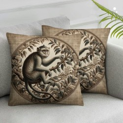 Ulloord Vervet Monkey Throw Pillow Cover  Linen Pillowcase,for Sofa Car Bedroom Cushion Cover