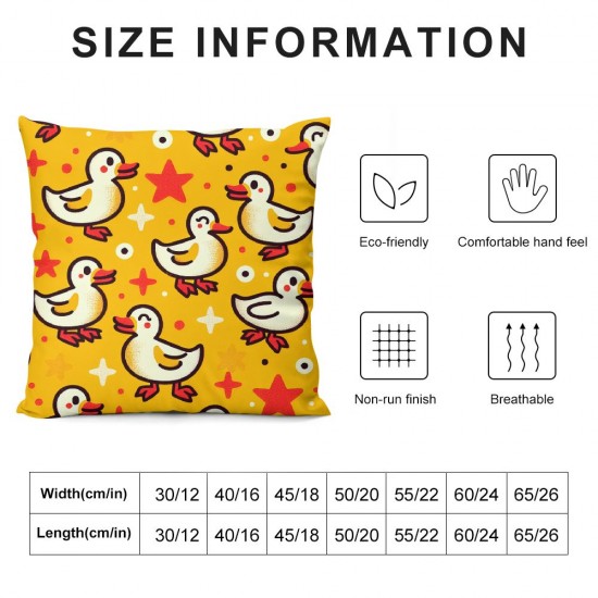 Ulloord Throw Pillow Covers Cute Animals Home Deco Square Yellow Cartoon Ducks Pillowcase Pillow Case Cushion Cover for Couch/Bed/Car/Sofa/Bedroom/Living Room