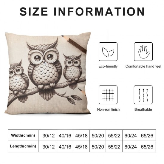 Ulloord Christmas Throw Pillow Covers  Linen Zipper Pillows Animal Sketch Mother Owl Boho Home Decor