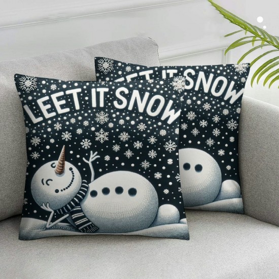 Christmas Snowman Throw Pillow Cover, Holiday Cushion Case Decoration for Sofa Couch