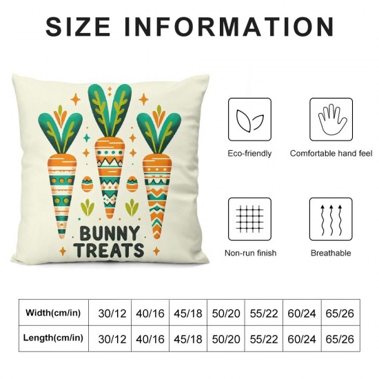 Happy Easter Rabbit Throw Pillow Covers, Cushion Case Decoration for Sofa Couch