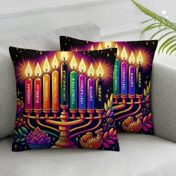 Candlestick Throw Pillow Cover, Holiday Cushion Case Decoration for Sofa Couch