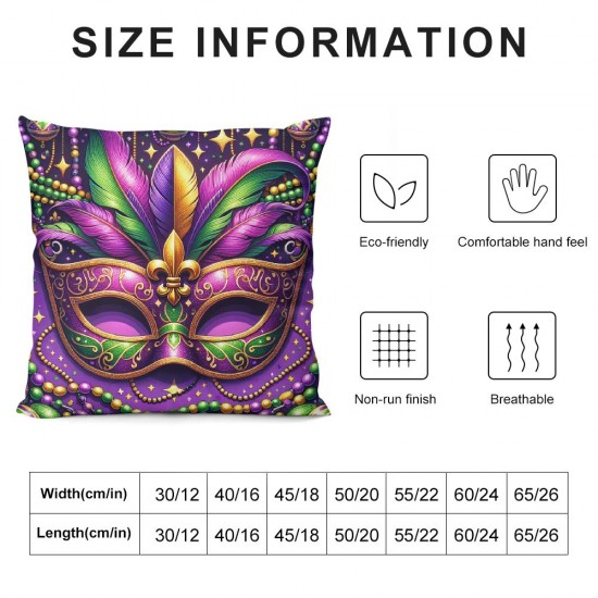 Mardi Gras Throw Pillow Covers, Stripes Holiday Cushion Case Decoration for Sofa Couch