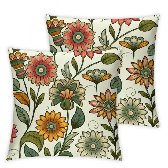 Ulloord  Fall Flowers Throw Pillow Cover , Seasonal Autumn Harvest Decoration for Home Sofa Couch