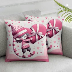 Valentine's Day Throw Pillow Covers, Holiday Anniversary Wedding Cushion Case Decoration for Sofa Couch