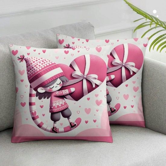 Valentine's Day Throw Pillow Covers, Holiday Anniversary Wedding Cushion Case Decoration for Sofa Couch