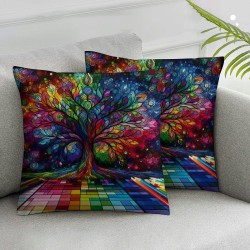 Ulloord Colorful Spring Pillow Cover Linen Decorative Square Throw Pillow Cover for Sofa Couch Decoration