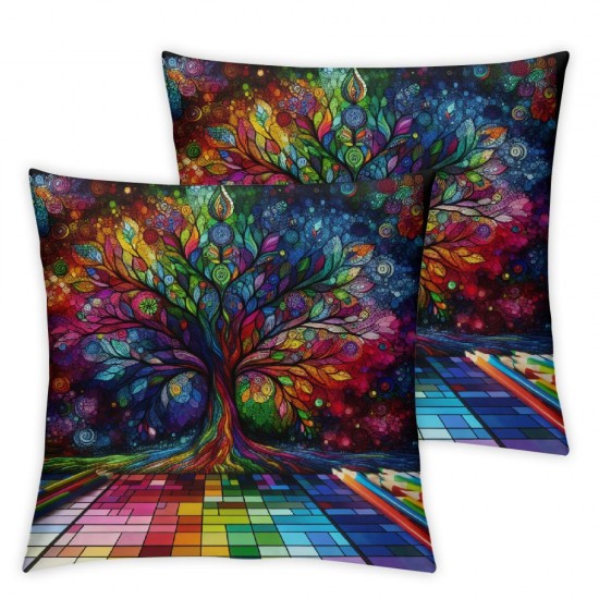 Ulloord Colorful Spring Pillow Cover Linen Decorative Square Throw Pillow Cover for Sofa Couch Decoration