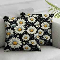 Ulloord  Throw Pillow Cover White Daisies Decorative Pillow Cases Home Decor Square  Pillowcases