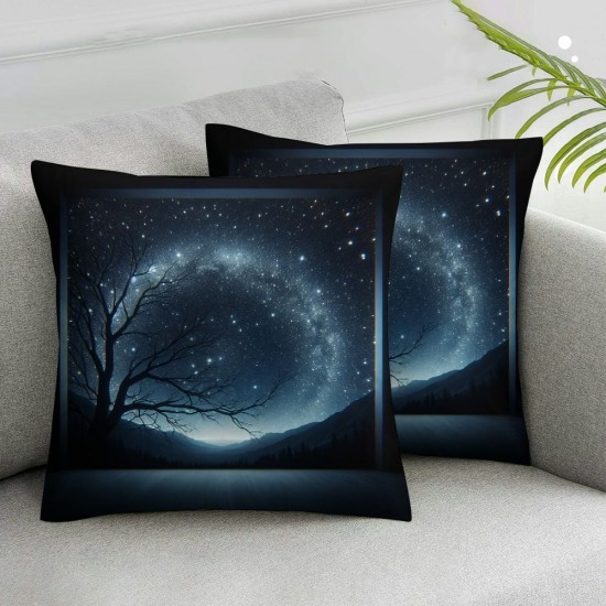 Beautiful Night Sky Pillow Cover The and The Trees Pillow case, Sublime Nature View Farmhouse Decorative Throw Pillow Cover for Sofa Couch Home Decoration