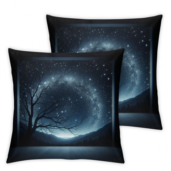 Beautiful Night Sky Pillow Cover The and The Trees Pillow case, Sublime Nature View Farmhouse Decorative Throw Pillow Cover for Sofa Couch Home Decoration