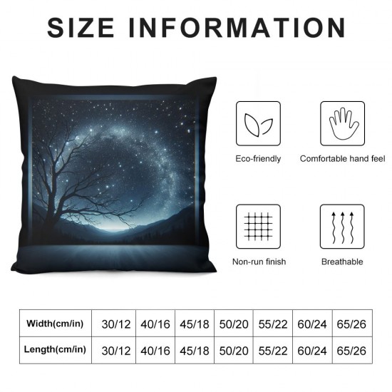 Beautiful Night Sky Pillow Cover The and The Trees Pillow case, Sublime Nature View Farmhouse Decorative Throw Pillow Cover for Sofa Couch Home Decoration