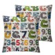 Alphabet with Cartoon Animals Pillow Cover Decorative Square Throw Pillow Cover for Sofa Couch Decoration