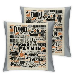 Fall Pillow Covers Flannels Pumpkins Bonfires Autumn Harvest Holiday Pillows Case Linen Farmhouse Sofa Bedroom Throw Cushion Cover Decoration