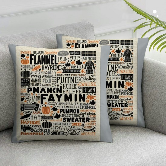 Fall Pillow Covers Flannels Pumpkins Bonfires Autumn Harvest Holiday Pillows Case Linen Farmhouse Sofa Bedroom Throw Cushion Cover Decoration