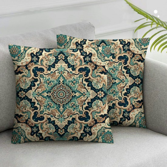 Throw Pillow Covers Rug Carpet Double Sided Pattern Cotton Soft Pillow Case Cushion Cover Pillowcase for Couch Sofa Bed Decorative (Green)