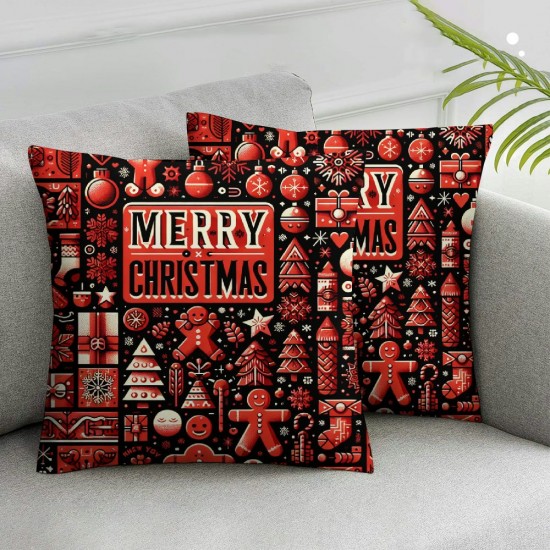 Christmas Pillow Covers Cat Red Throw Pillow Covers Christmas Pillowcase Home Decor Living Room House Decorative Cushion Case for Sofa Couch