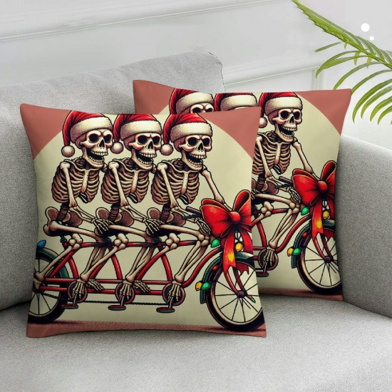 Christmas Pillow Covers Dancing Skeleton Black Throw Pillow Covers Pillowcase Home Decor Living Room Decorative Cushion Case for Sofa