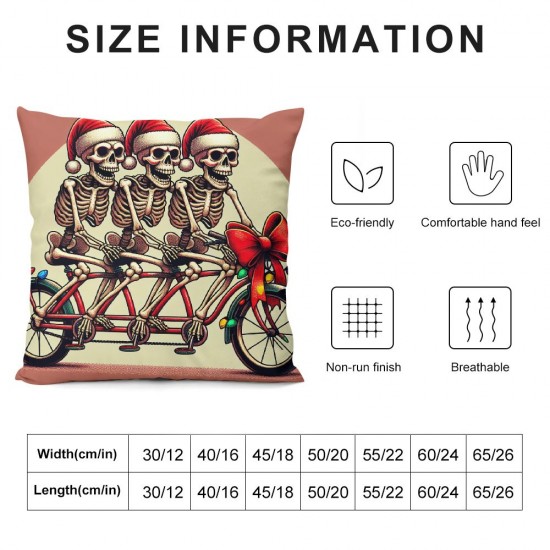 Christmas Pillow Covers Dancing Skeleton Black Throw Pillow Covers Pillowcase Home Decor Living Room Decorative Cushion Case for Sofa