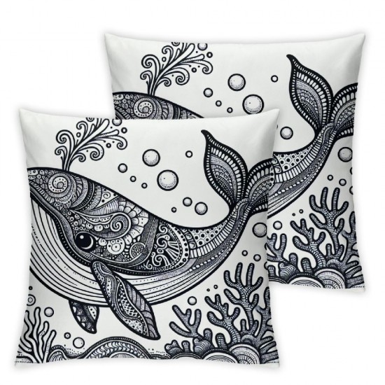 Summer Pillow Covers Seahorse Whale Dolphin Throw Pillow Covers Ocean Summer Farmhouse Cushion Case Decor for Sofa Couch