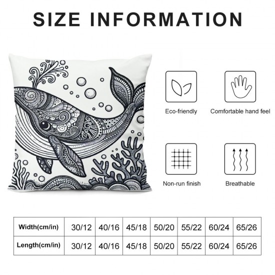 Summer Pillow Covers Seahorse Whale Dolphin Throw Pillow Covers Ocean Summer Farmhouse Cushion Case Decor for Sofa Couch