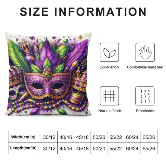 Mardi Gras Pillow Covers Masquerade Mask Bead Throw Pillow Covers Fleur De Lis Living Room Decorative Pillowcase Cushion Case for Sofa Couch