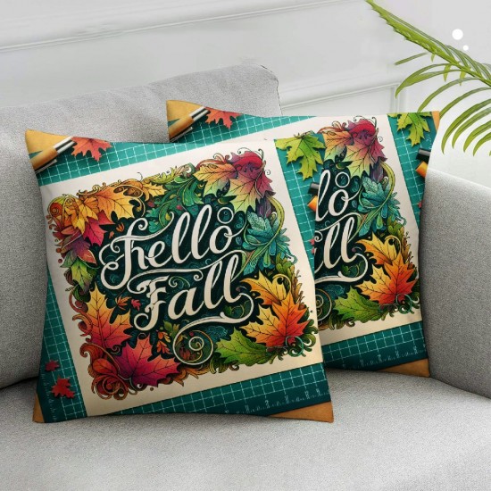 Fall Pillow Covers Watercolor Pumpkin Floral Throw Pillowcase Holiday Home Decor Sofa Bedroom Cushion Case Outdoor Indoor Decorations