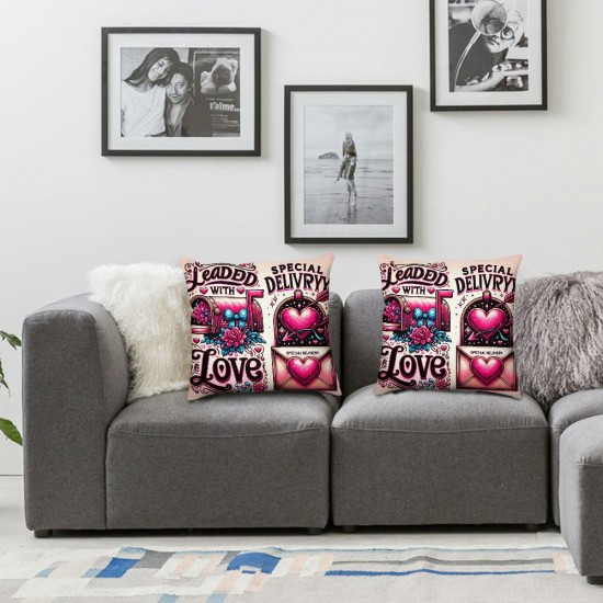 Valentines Day Pillow Covers Love Heart Holiday Truck Flowers Sofa Throw Pillowcase Cushion Case Home Decoration Wedding Anniversary Decor