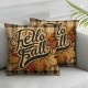 Fall Pillow Covers Pumpkin Leaves Buffalo Plaid Rustic Pillow Case Fall Farmhouse Outdoor Throw Pillowcase Cotton Linen Cushion Case for Fall Decor