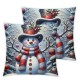 Christmas Pillow Covers Snowman Blue Throw Pillow Covers Pillowcase Farmhouse Home Decor Living Room House Decorative Cushion Case for Sofa Couch