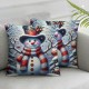 Christmas Pillow Covers Snowman Blue Throw Pillow Covers Pillowcase Farmhouse Home Decor Living Room House Decorative Cushion Case for Sofa Couch