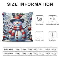 Christmas Pillow Covers Snowman Blue Throw Pillow Covers Pillowcase Farmhouse Home Decor Living Room House Decorative Cushion Case for Sofa Couch